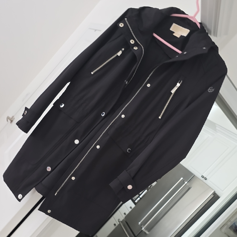 Michael Kors Black Trench Coat with Hood